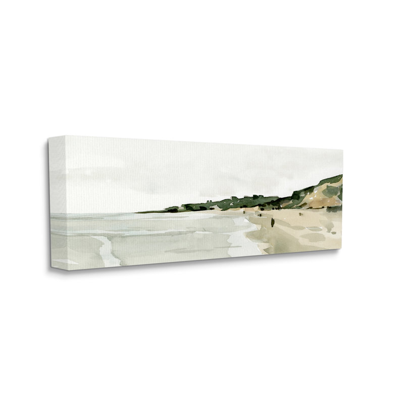 «Summer Coast Distant Beach Shore» par Emma Caroline - peinture sur toile tendue, H 13 po x l 30 po x P 1,5 po