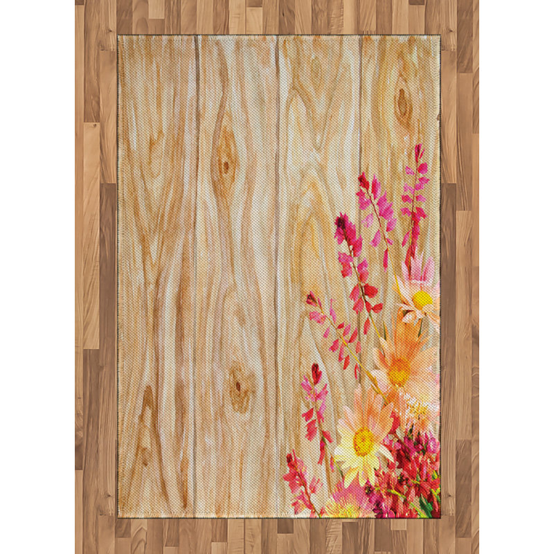 Wildflower Flowers High Density Long Fiber Poly Threads Decorative Area Rug Carpet, Rectangle 4' x 5'8"