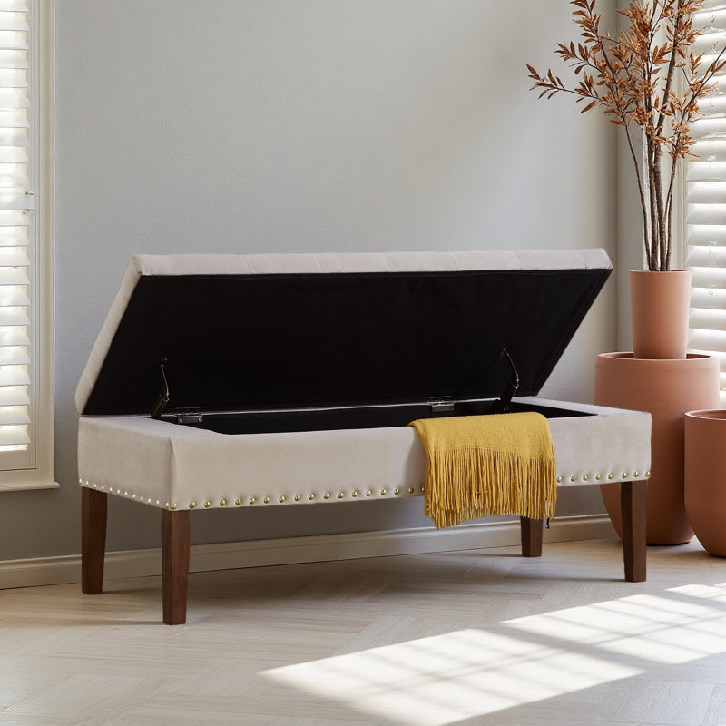 Banc capitonné avec rangement, Taupe