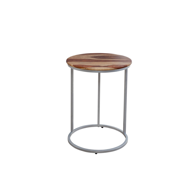 Solid Mango Wood And Metal C-Table