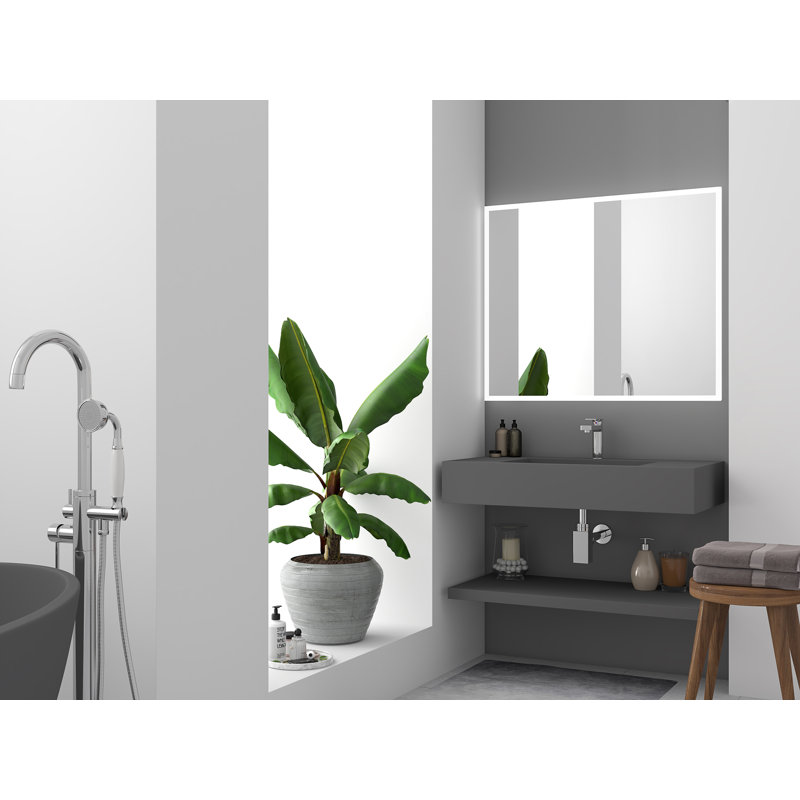 Pyramid 36" Solid Surface Rectangular Vessel Bathroom Sink, Gray