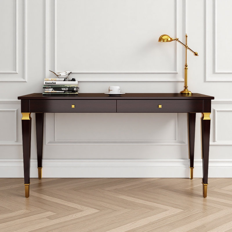 Un bureau de style industriel avec des poignées en cuivre, H 30,7 po x l 51,18 po x P 23,62 po