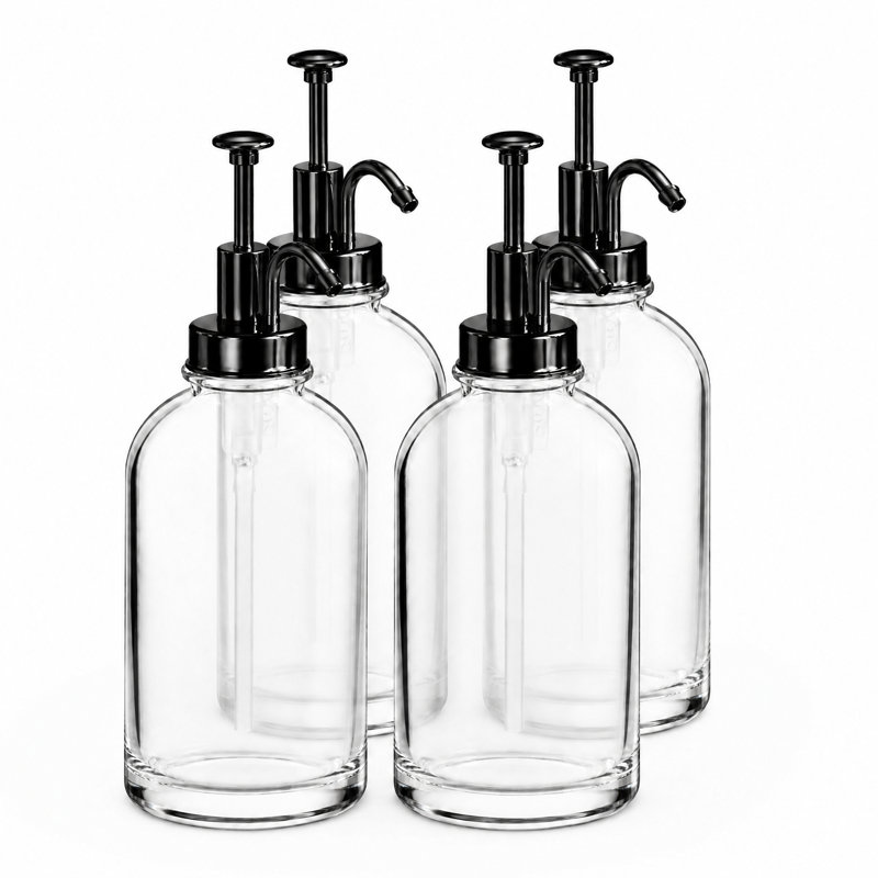 Ensemble de distributeur de sirop de café, paquet de 4 bouteilles en verre de 16,9 oz avec pompe et étiquettes pour bar à café et café