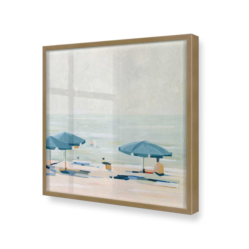 Imprimé de parasol bord de mer Harmony II, Cadre pour photo simple or brossé, H 13,75 po x l 13,75 po