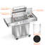 Barbecue au gaz en acier inoxydable à 4 brûleurs avec lumières, barbecue de 42 000 BTU, brûleur latéral, couvercle, panier de rangement, barbecue en fonte émaillée, plateau à huile coulissant, convient aux barbecues d'extérieur et de jardin