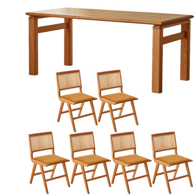 Cherry Wood Rectangular Dining Table Set