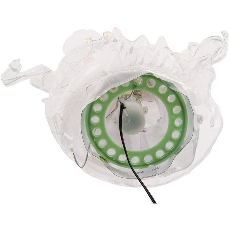 12-Inch White and Silver Fiber Optic Angel Tree Topper with Feather Wings
