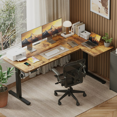 71" Dual Motor L Shaped Electric Height Adjustable Standing Desk