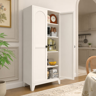 Armoire de rangement 71 po 2 portes avec serrure, armoire de rangement en métal avec portes et tablettes réglables, pour la cuisine, la chambre à coucher et le salon
