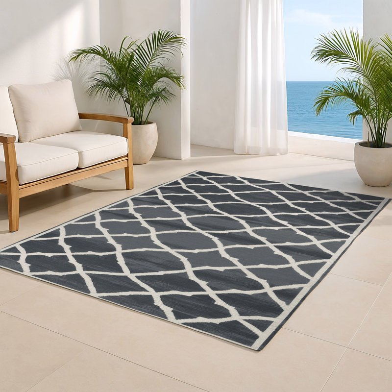 Tapis gris intérieur et extérieur Trellis, Rectangulaire 2 pi x 3 pi