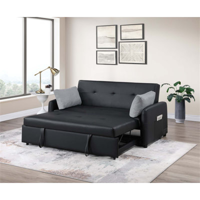 Canapé-lit convertible de 69 pouces avec ports USB, prises de courant, poches de rangement et dossier capitonné pour une vie moderne
