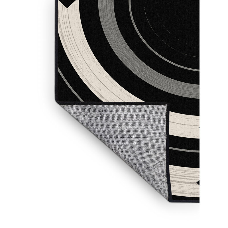 Machine Washable Roslindale Minimalist Geometric Rug in Blue – Black Binding, 3x5