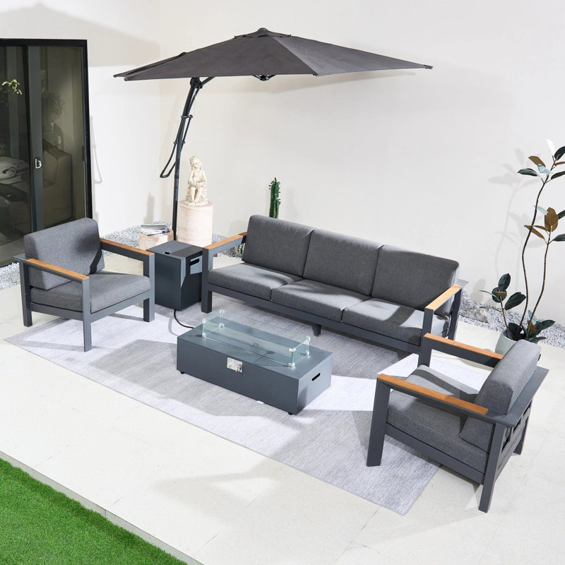 5-Seater Fire Pit Sofa Set with 50,000 BTU Table