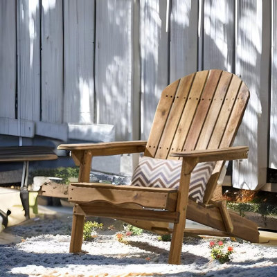 Chaise Adirondack pliante en bois pour l'extérieur, chaise de patio avec dossier pour terrasse de jardin (naturel)