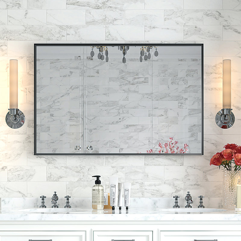 Miroir de salle de bain 36x24inch, Black, 24.18" x 36.75"