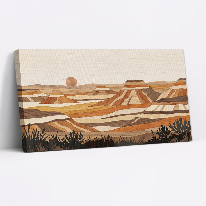 «Layered Wood Desert Canyon», art mural sur toile, L 58 po x H 28 po