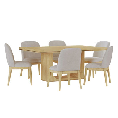 Picket House Furnishings Camelot 7PC Standard Height Dining Set In Natural-Table And Six Chairs