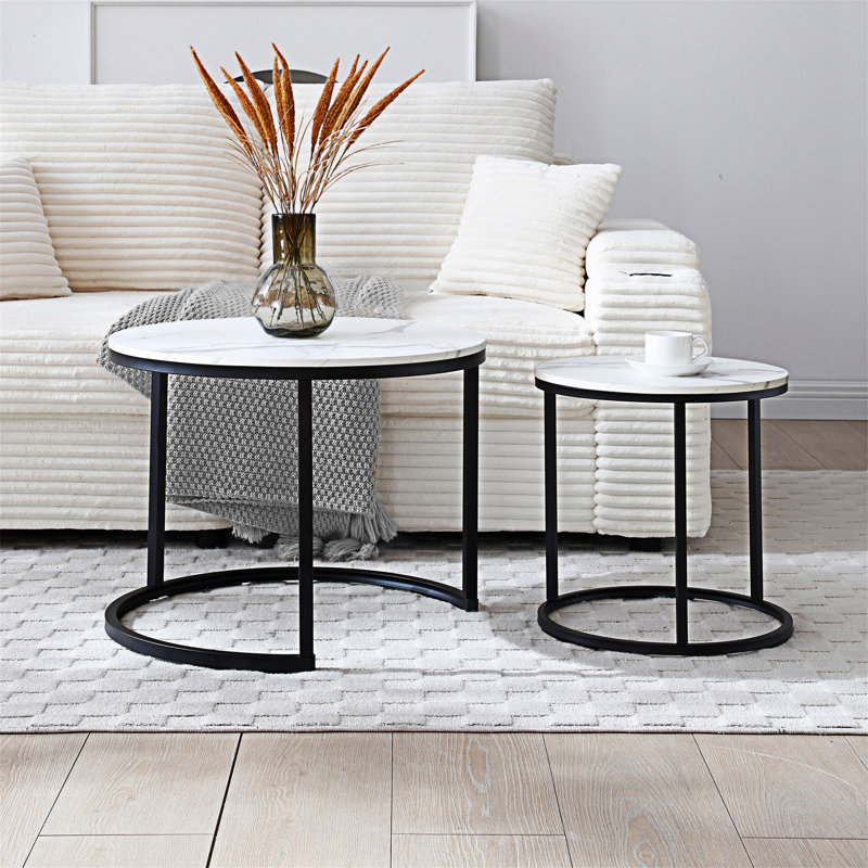 Table basse gigogne, Blanc, Noir