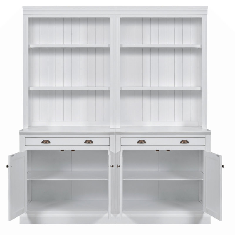 83.4"Tall Bookshelf Suite,  Bookcase Suite With LED Ing,Doors And Drawers,2-Piece Set Storage Bookcase With Open Shelves  ,Home Office,