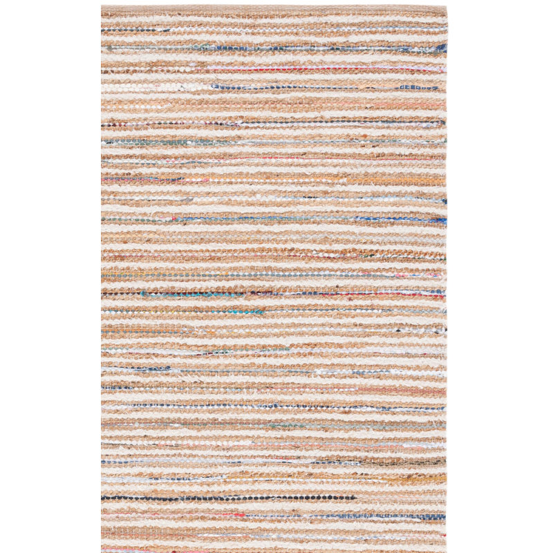 Tapis rayé en jute / toile / coton Karletta, Carré 6 pi