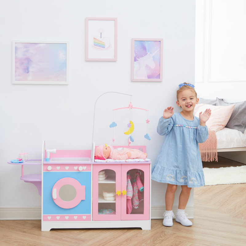 Teamson Kids 6-in-1 Baby Doll Changing Station, Pink/Purple
