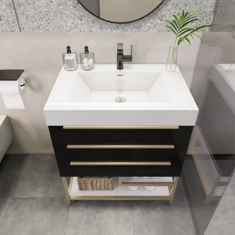 Ensemble de meuble-lavabo simple 29,8 po Uinta, Noir très lustré