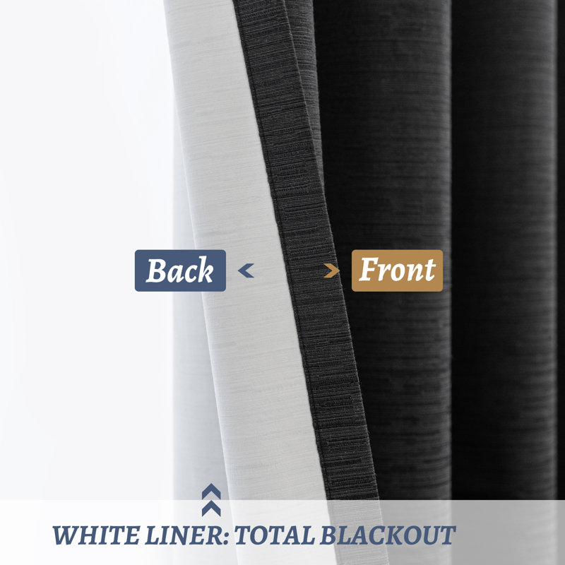 Clesta Cotton Blend Thermal Insulated 100% Blackout Grommet Curtain Pair, 52" W x 108" L, Black