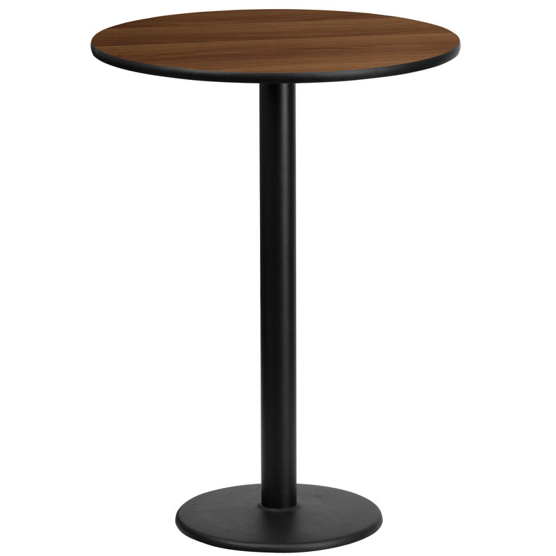 Plateau de table rond en stratifié de 24 po avec base de bar ronde de 18 po Jamey, H 43,12 po x l 24 po x L 24 po, Noyer