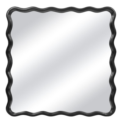 Wavy Wood Framed Square Wall Mirror