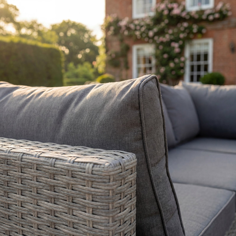 Taraf 268cm Wide U-Shaped Wicker Patio Sectional Set, Grey