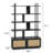5-Tier Rattan Bookshelf with Storage Cabinet, 71" Industrial Wood & Metal Bookcase with Doors and Open Shelves-162373788