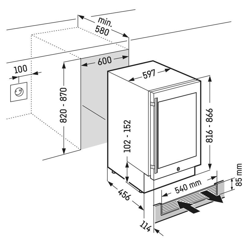 Built-Under Multi-Temperature Wine Cabinet