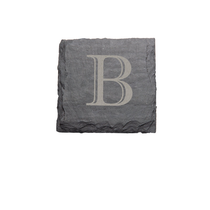 Slate Square 4 Piece Coaster Set, Yes