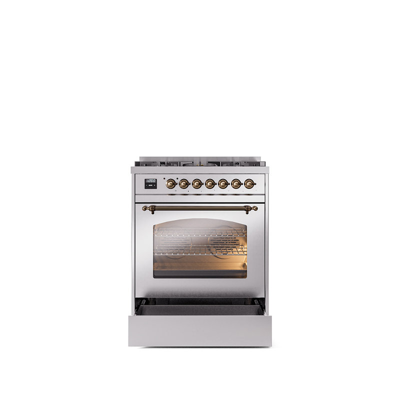 ILVE Nostalgie II 30 in Dual Fuel Range, Natural Gas, Stainless Steel/Bronze