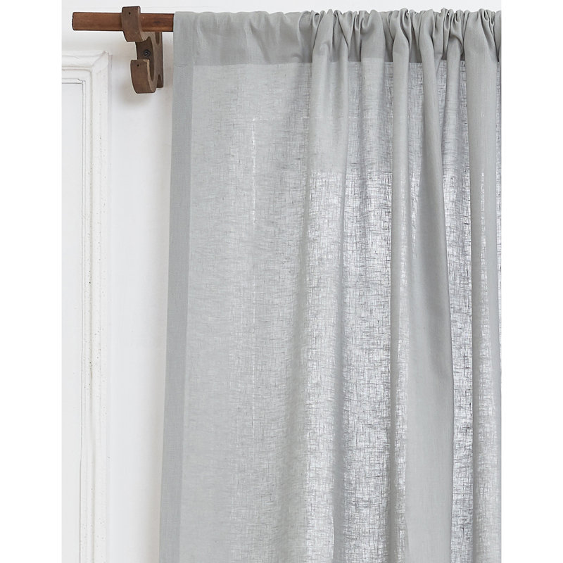 Linen Curtain with Rod Pocket, Soft Grey, 52" W x 63" L