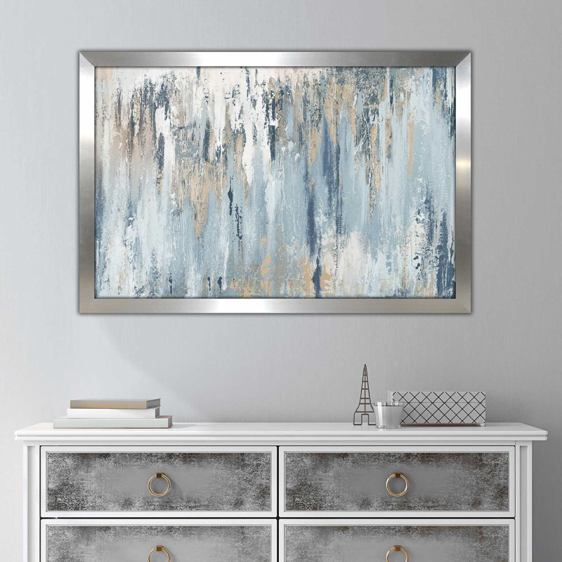 Illusion bleue - impression, Impression encadrée, H 21,5 po x l 27,5 po, Argent argent