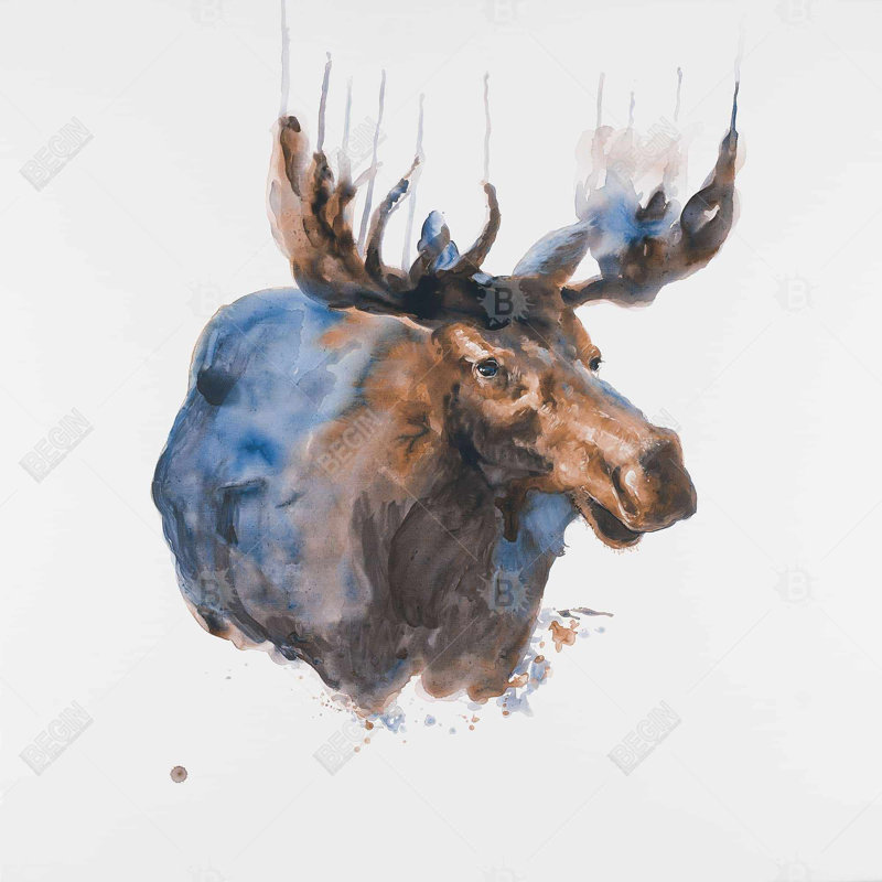 " Abstract Blue Moose ", 24" H x 24" W