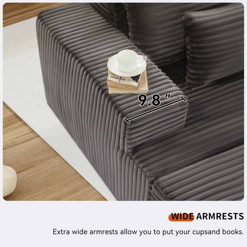Canapé modulaire de 83,5 po de largeur avec canapé-lit modulaire Comfy, Velours gris velours