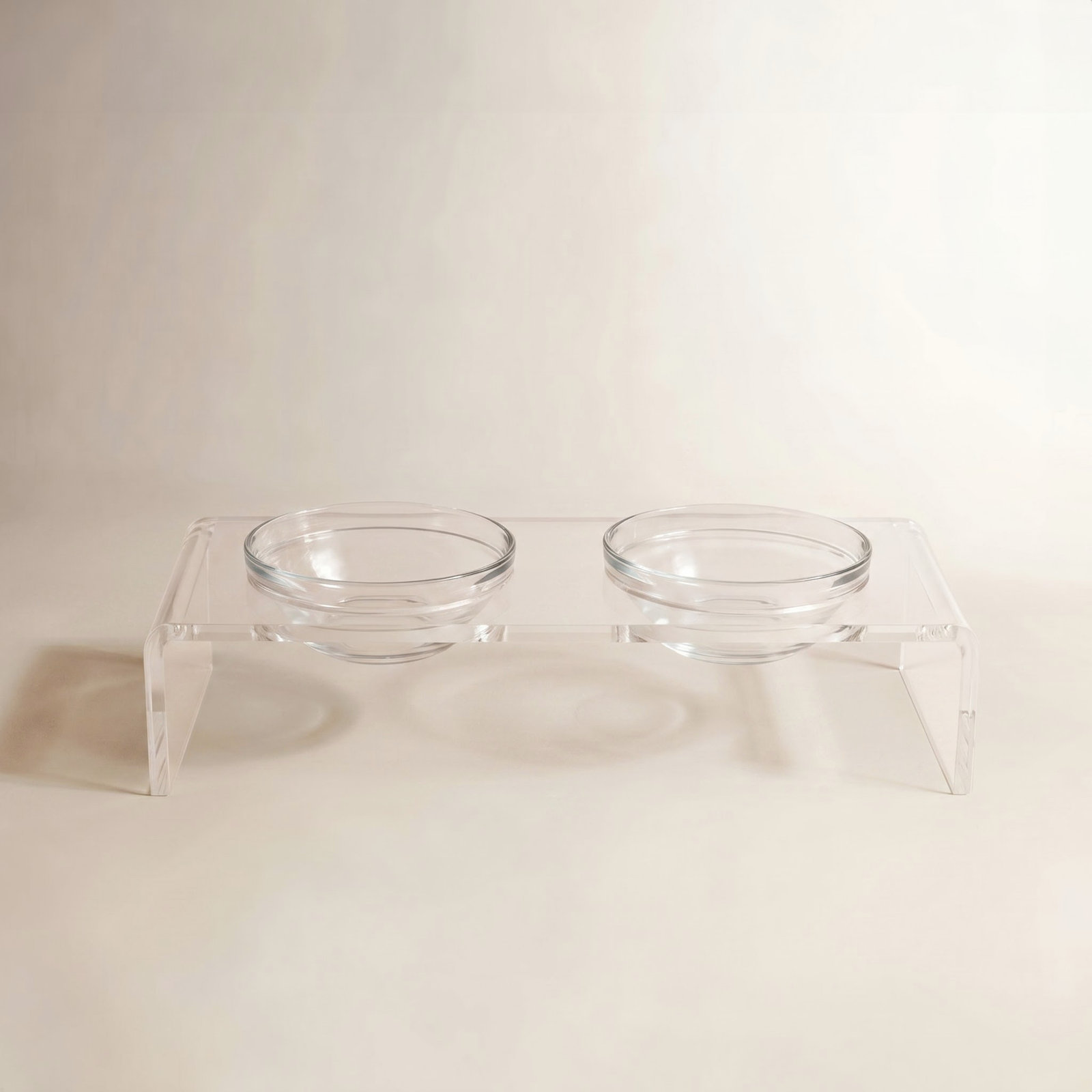 Clear Glass Bowl Elevated Feeder, 2 Cups