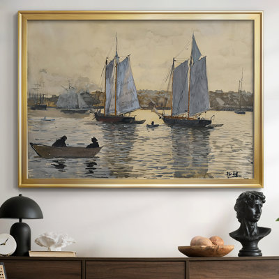 Schooners in Gloucester Harbour-Winslow Homer, toile tendue avec châssis-c. 1873