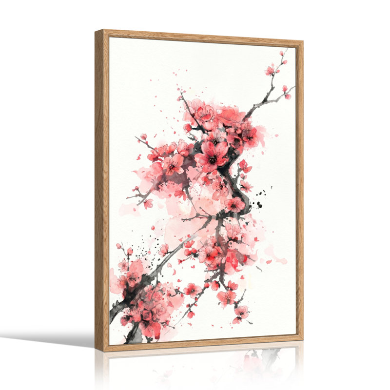 Ensemble de 1 tableau sur toile Fleurs de cerisier, 48"H x 36"W, Naturel