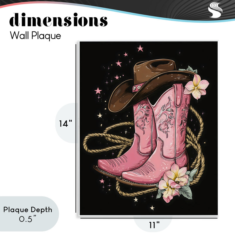 Western Chic Pink Boots Wall Plaque, design by Creative Studio