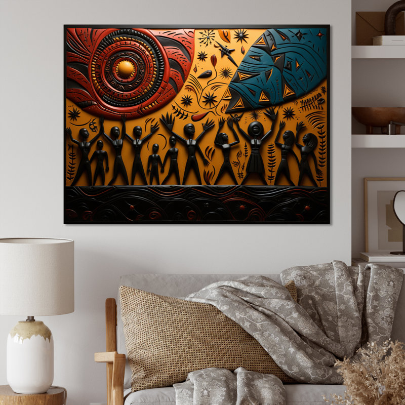 Khobi Tribal africain Rhythms IX - art tribal africain sur toile, Toile tendue, H 24 po x l 32 po x P 1 po
