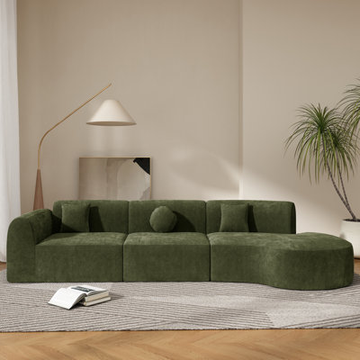 140" Modern Curved Sectional Sofa with High-Density Fully Compressed Sponge and Chaise Lounge