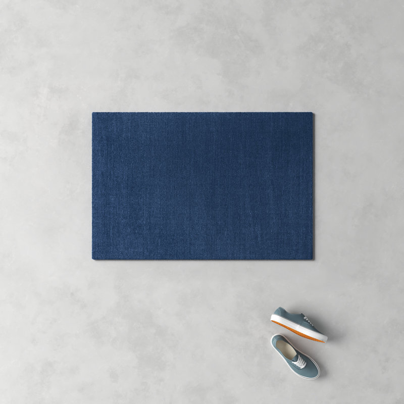 Crowe Handmade Wool Dark Blue Area Rug, Rectangle 2' x 3'