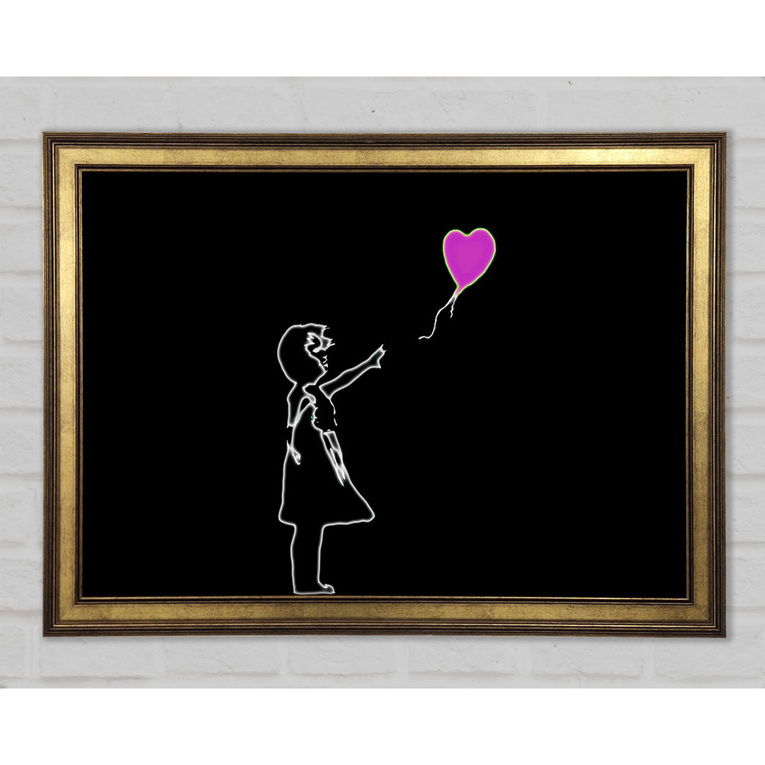 Love Balloon Black Pink - Einzelner Bilderrahmen Kunstdrucke