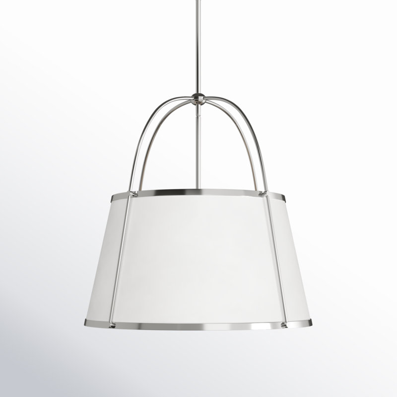 Clarke 4 - Light Shaded Geometric Chandelier, Polished Nickel