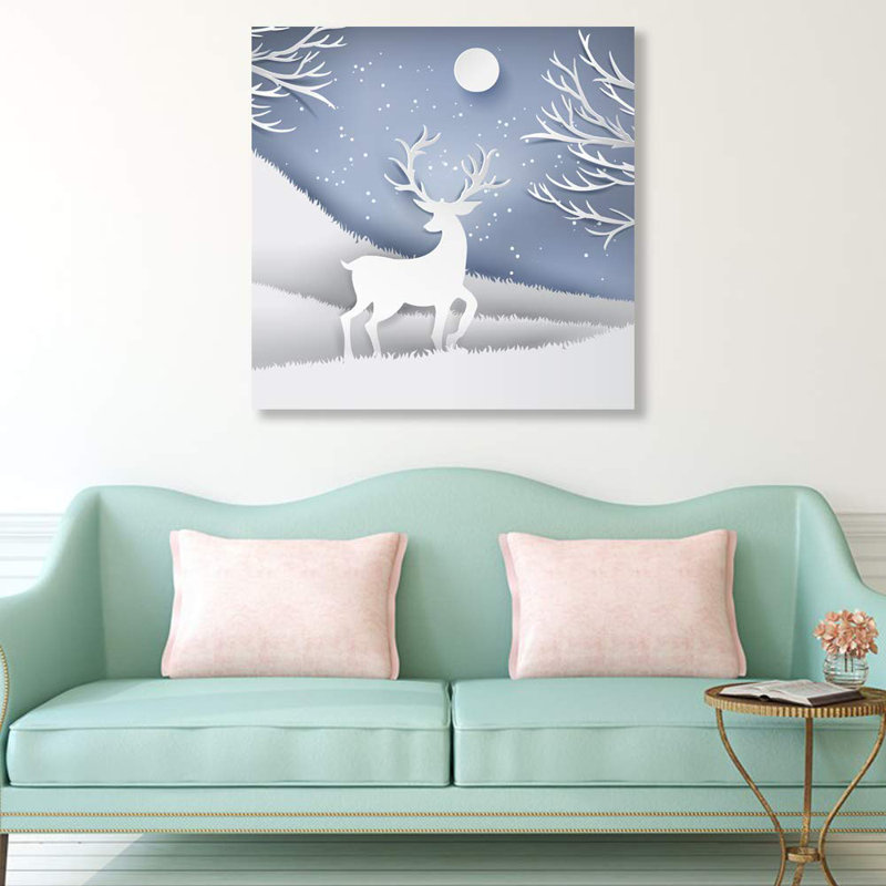 Christmas Holiday Celebration " Snow Deer Merry Christmas ", 12" W x 12" H