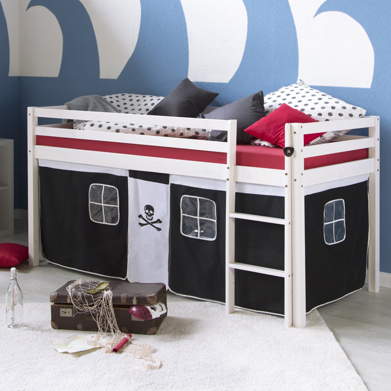 Amerina Half Loft Bed With Curtain Without Slatted Frame, 135 X 200 Cm