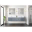 Meuble-lavabo double 80 po X P 22 po D, plateau en marbre de culture et ensemble de robinet-117843601